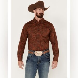 CODY JAMES MEN'S TORTUGA PAISLEY PRINT BUTTON DOWN WESTERN SHIRT MEDIUM
